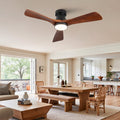 Dark Walnut Modern Ceiling Fan With Dimmable Led Lights