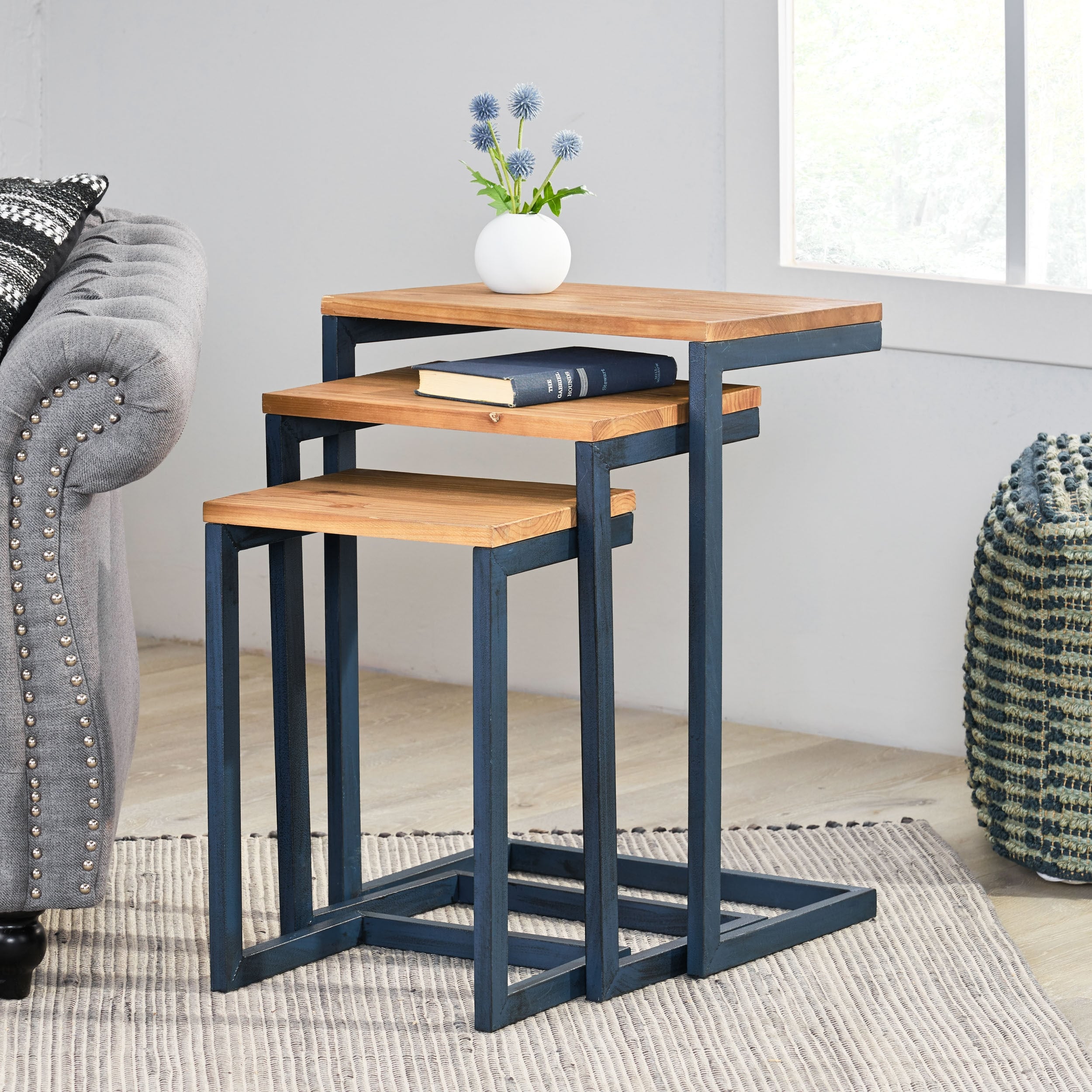 Tohono Firwood 3 Piece Nesting Table Set By Christopher Knight Home