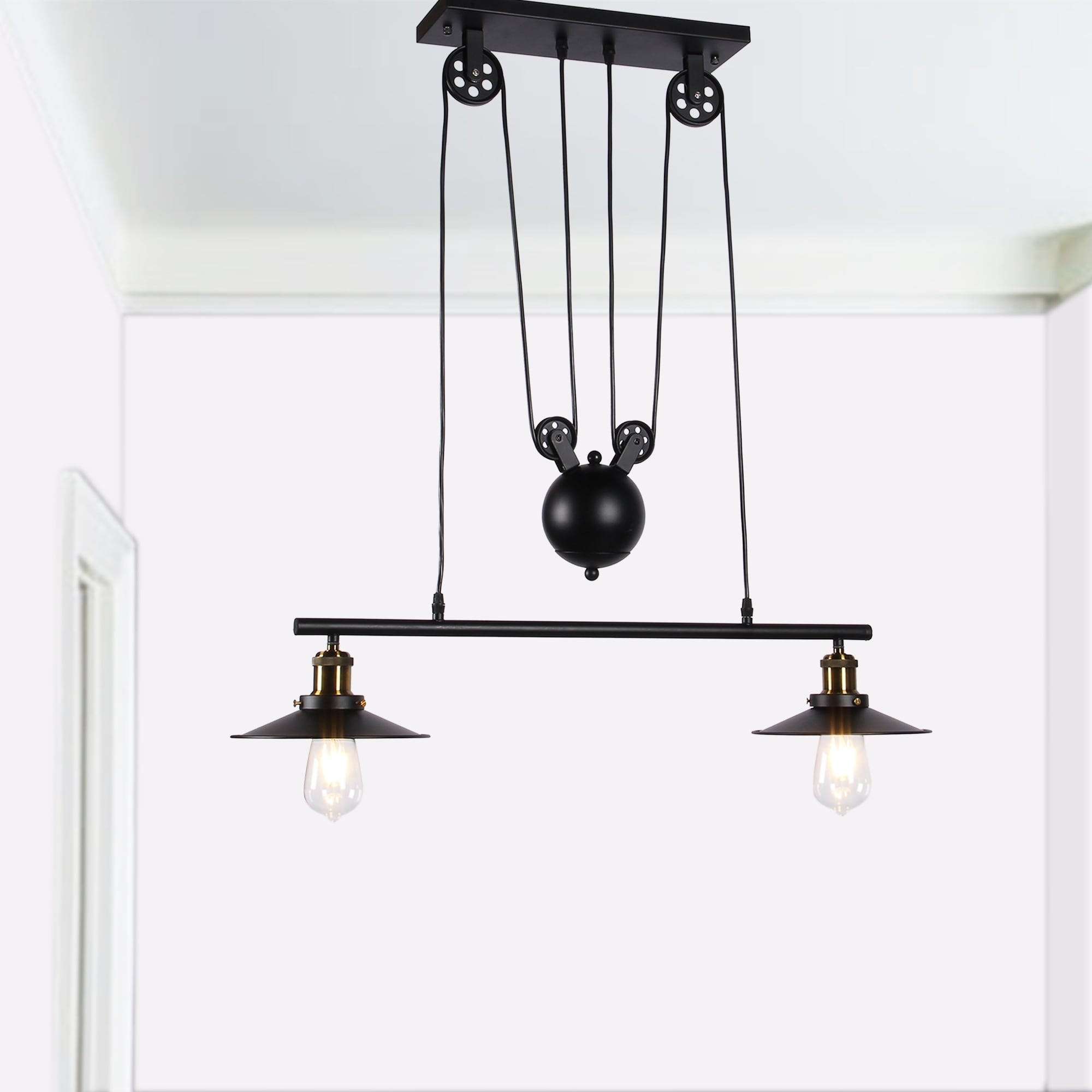 Darleen 2 Light Black 28 Inch Pendant Lamp Includes Edison Bulbs