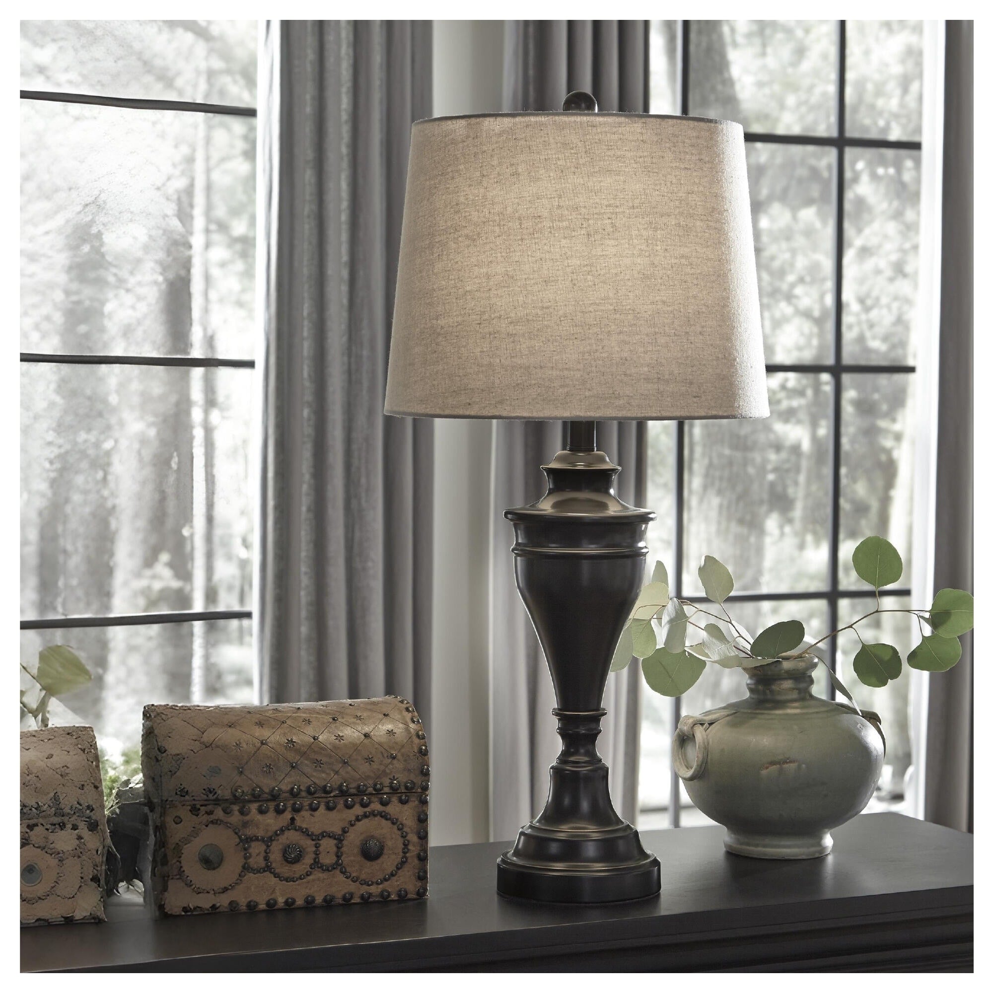 Darlita Bronze Finish 30 Inch Metal Table Lamps Set Of 2