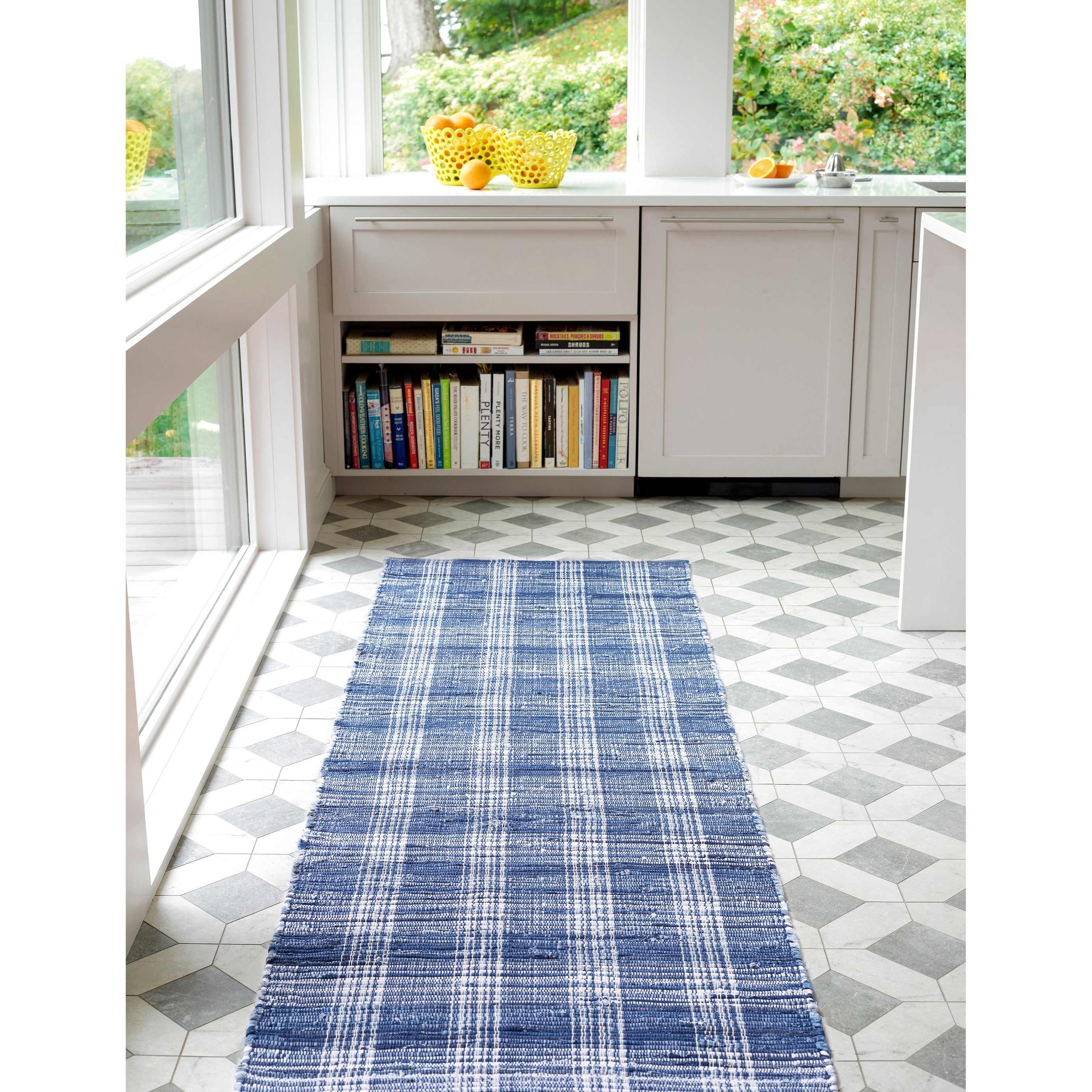 Dash Albert Denim Plaid Handwoven Cotton Rug