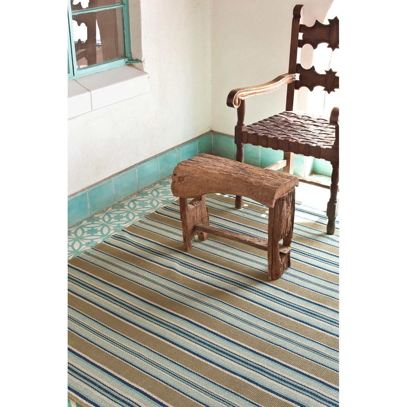 Dash Albert Heron Stripe Handwoven Cotton Rug