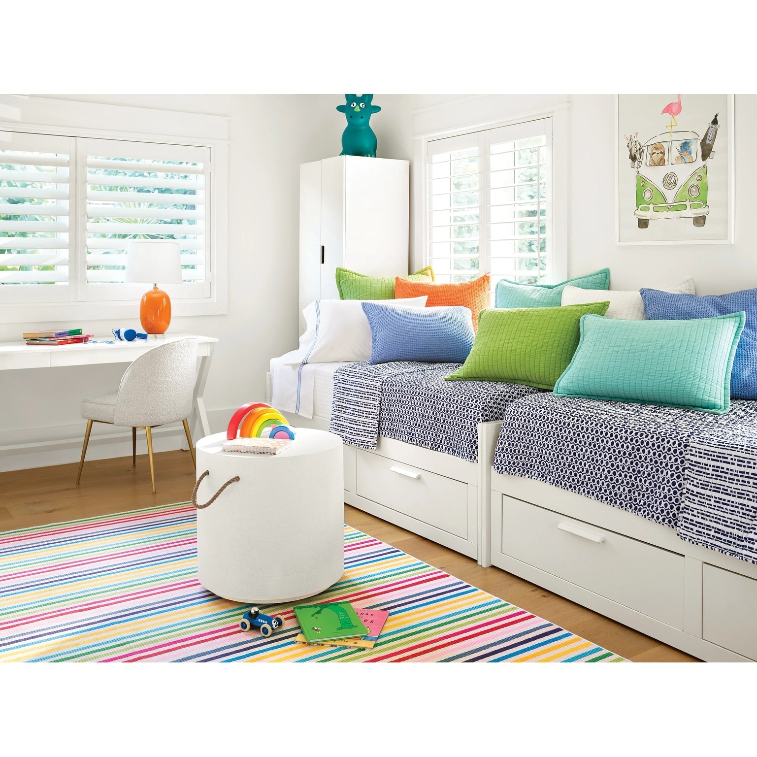 Dash Albert Rainbow Stripe Machine Washable Rug