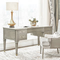 Dauphin Gold Accent 5 Drawer Grey Wood Desk