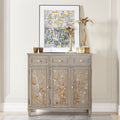 The Curated Nomad Sawu Grey Handpainted Entryway Storage Cabinet