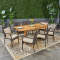 Davenport Outdoor 9 Piece Wood And Wicker Expandable Dining Set By Christopher Knight Home