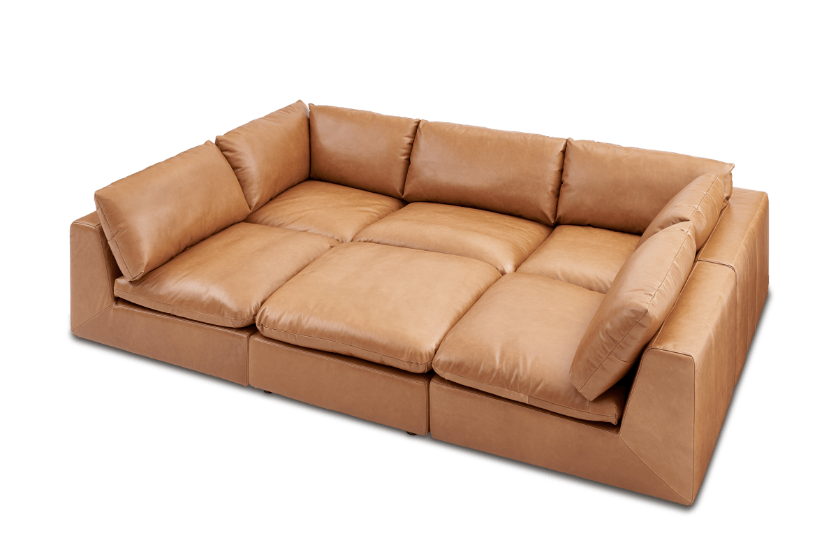 Dawson Leather Pit-Sectional Couch