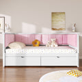 Daybed Platform Bed Frame With Upholstered Backrest Drawers