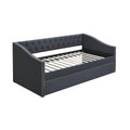 Daybed Sofa W Slats N Trundle Bed Nailhead Trim Charcoal Gray Fabric