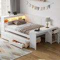 Daybed With Storage Shelves Drawers Trundle Charging Station Led Light Desk And Cabinet