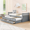 Daybed With Trundle And Drawers Twin Size Modern Wooden Sofa Bed Frame