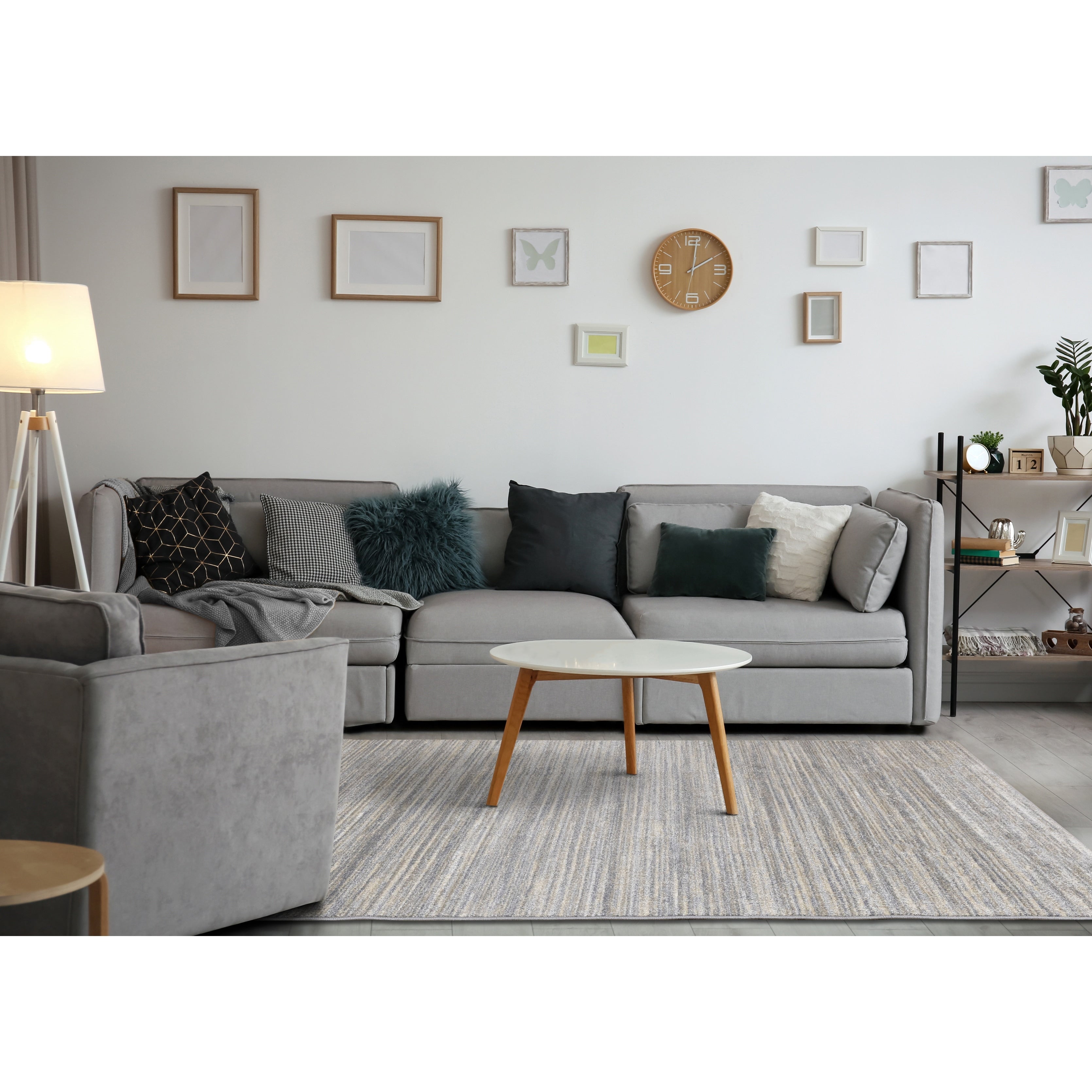 Dais Grey Cream White Blended Low Pile Rug