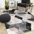 Dais Grey Pink Hexagons Low Pile Rug