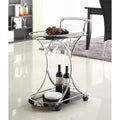 Dazzling Serving Cart With 2 Black Glass Shelves Silver