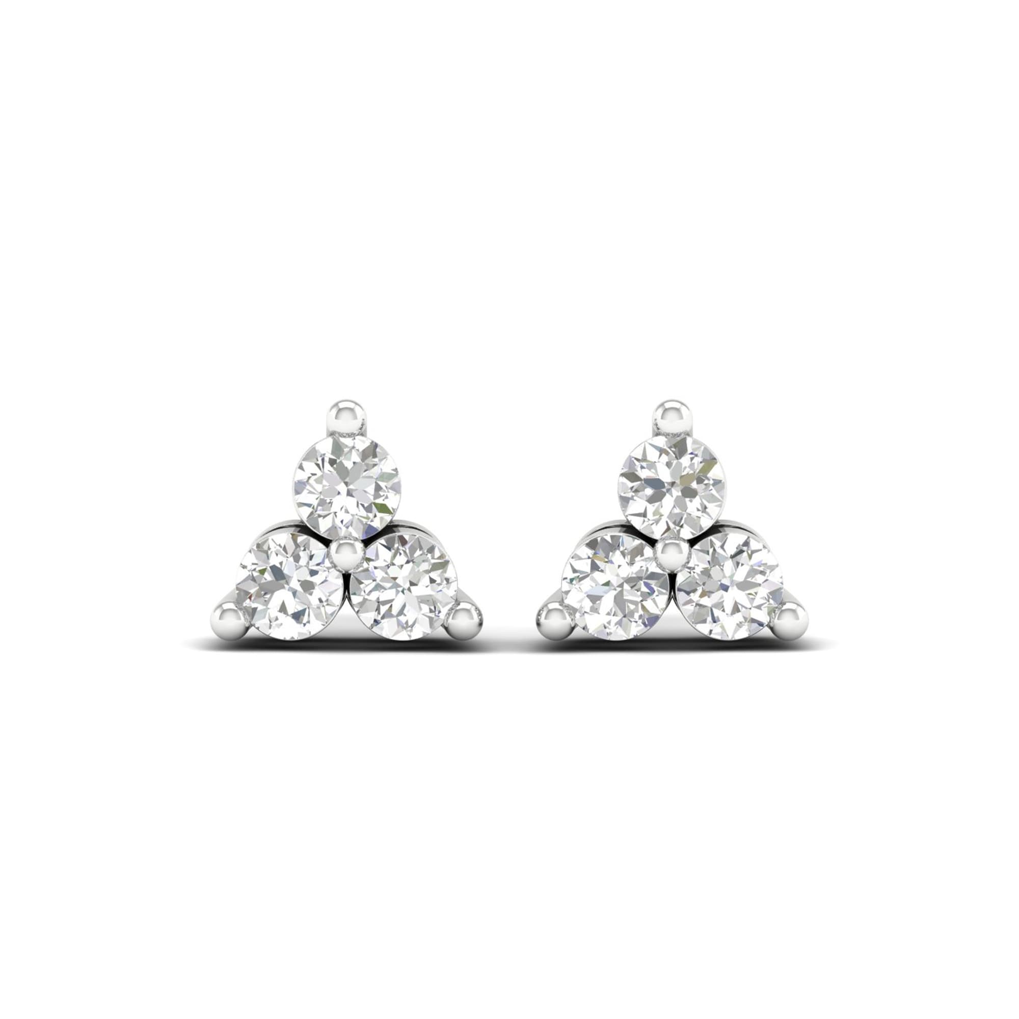 De Couer 10K White Gold 1 3Ct Tdw Diamond Three Stone Stud Earrings White H I