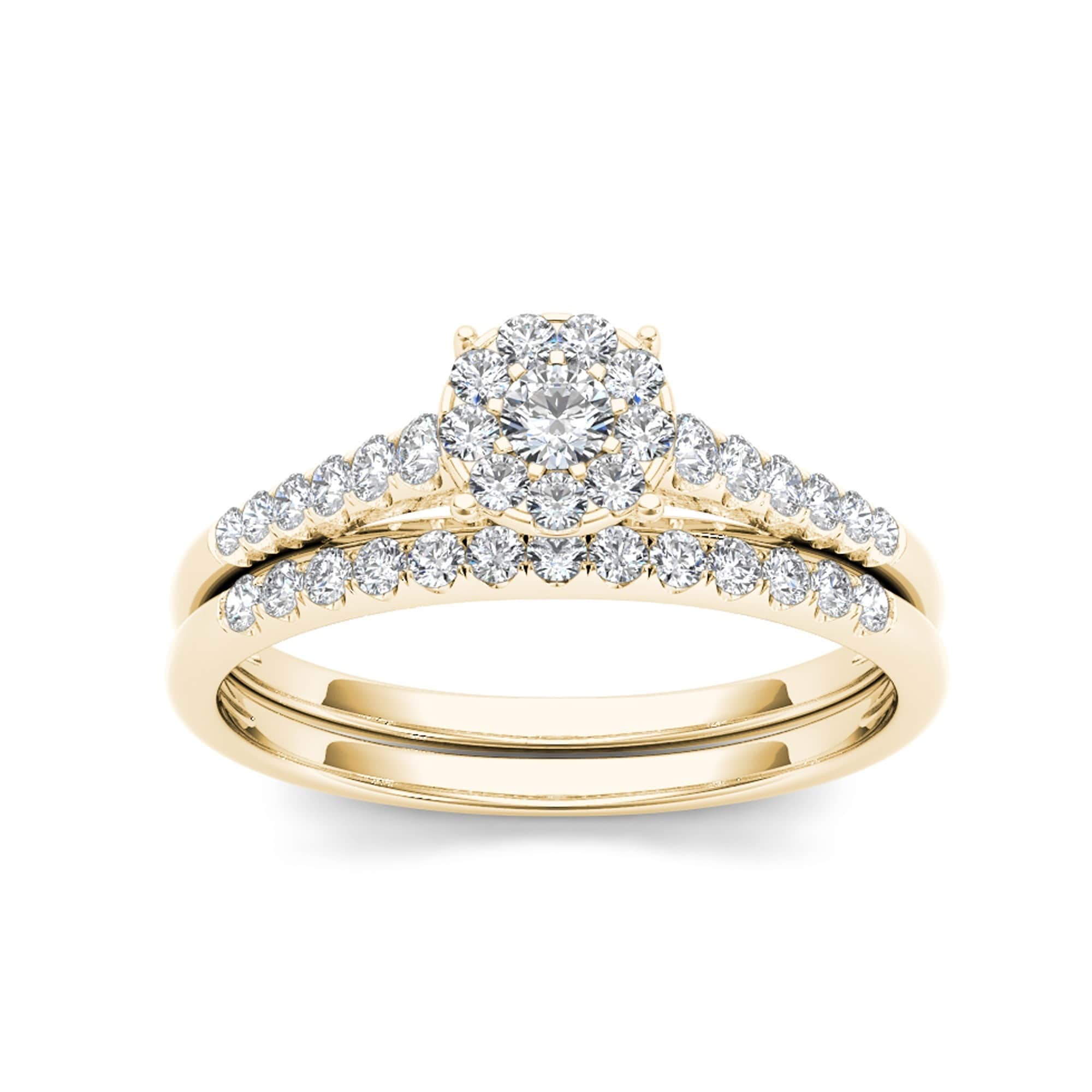 De Couer Igi Certified 10K Gold 1 2Ct Tdw Diamond Wedding Bridal Set
