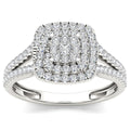 De Couer 10K White Gold 1 2Ct Tdw Diamond Double Halo Engagement Ring