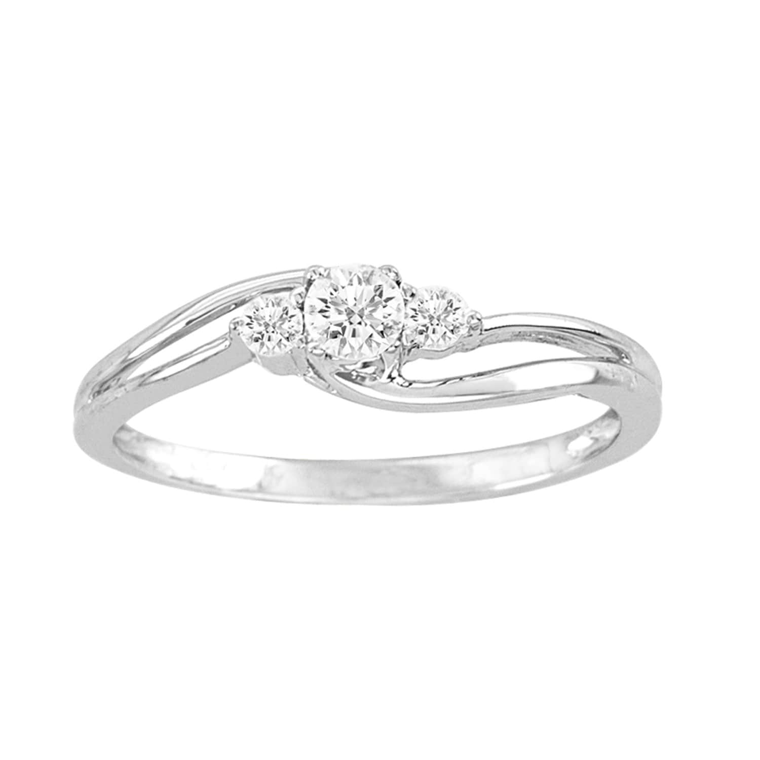 De Couer Igi Certified 10K White Gold 1 4Ct Tdw Diamond 3 Stone Anniversary Ring