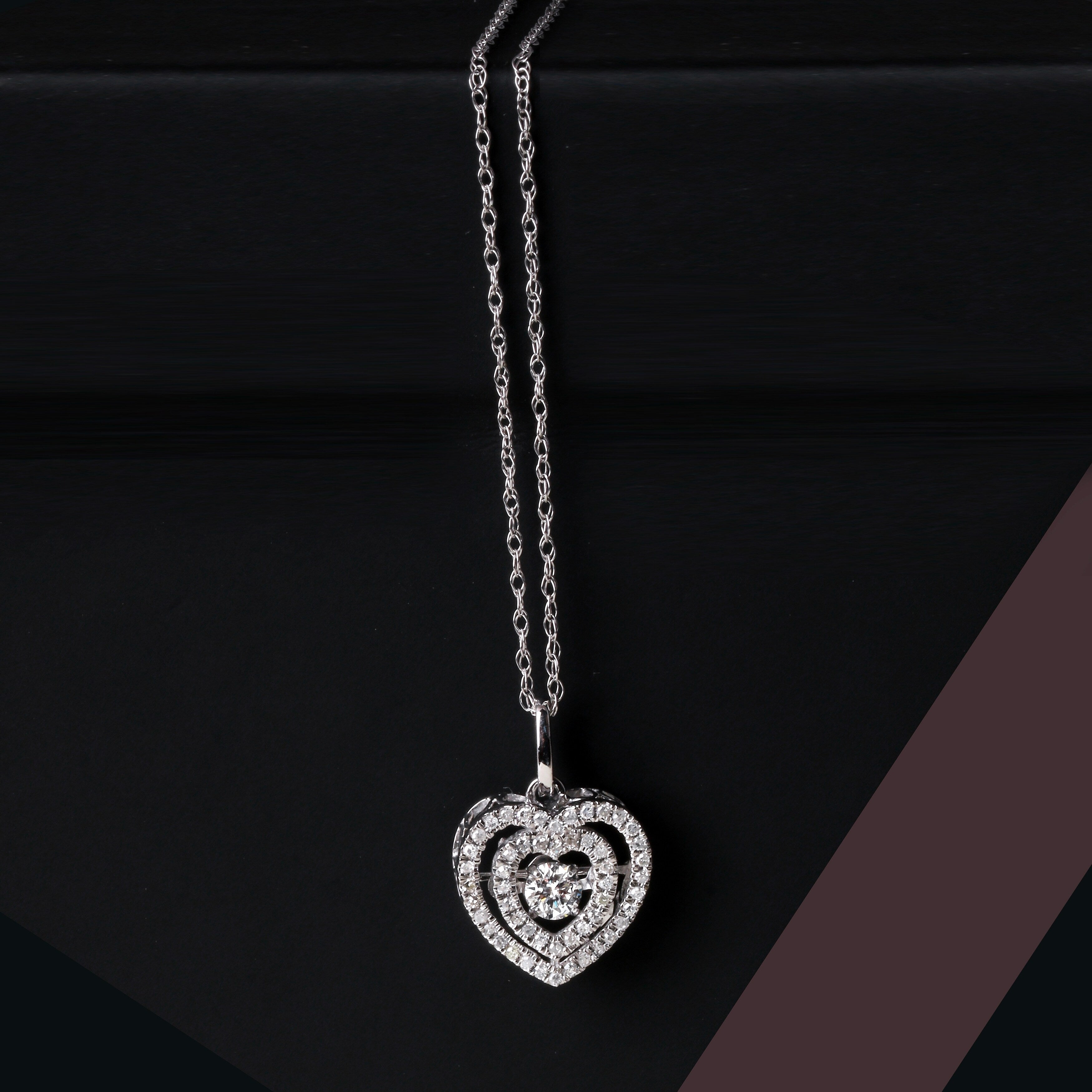 De Couer 10K White Gold 1 5Ct Tdw Diamond Heartbeat Necklace White H I