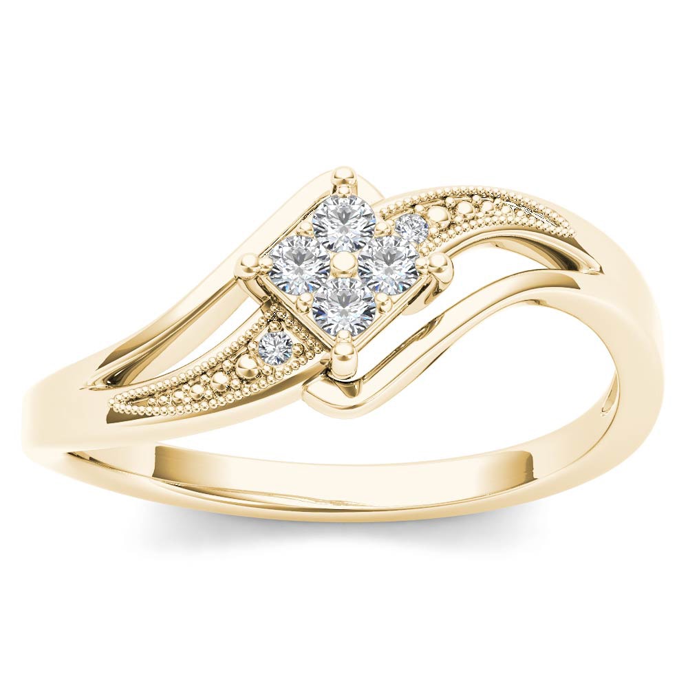 De Couer 10K Yellow Gold 1 10Ct Tdw Diamond Bypass Engagement Ring