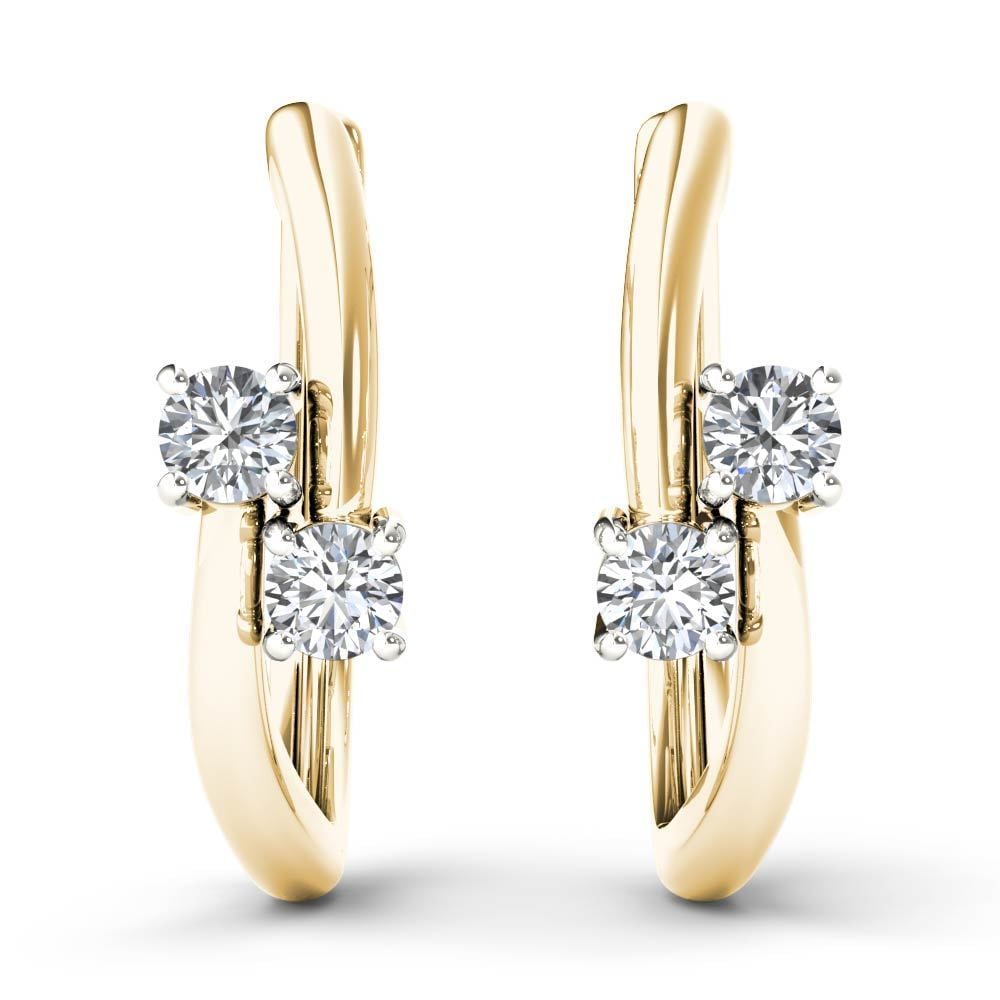 De Couer 10K Yellow Gold 1 3Ct Tdw Diamond Two Stone Diamond Hoop Earrings