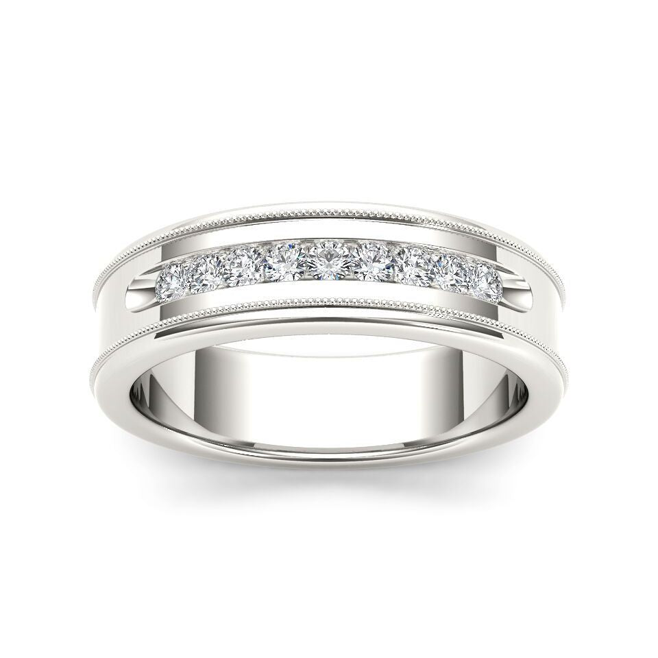 De Couer Igi Certified 14K White Gold 1 3Ct Tdw Diamond Mens Wedding Band