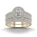 De Couer 1Ct Tdw Diamond Halo Engagement Ring Set Yellow