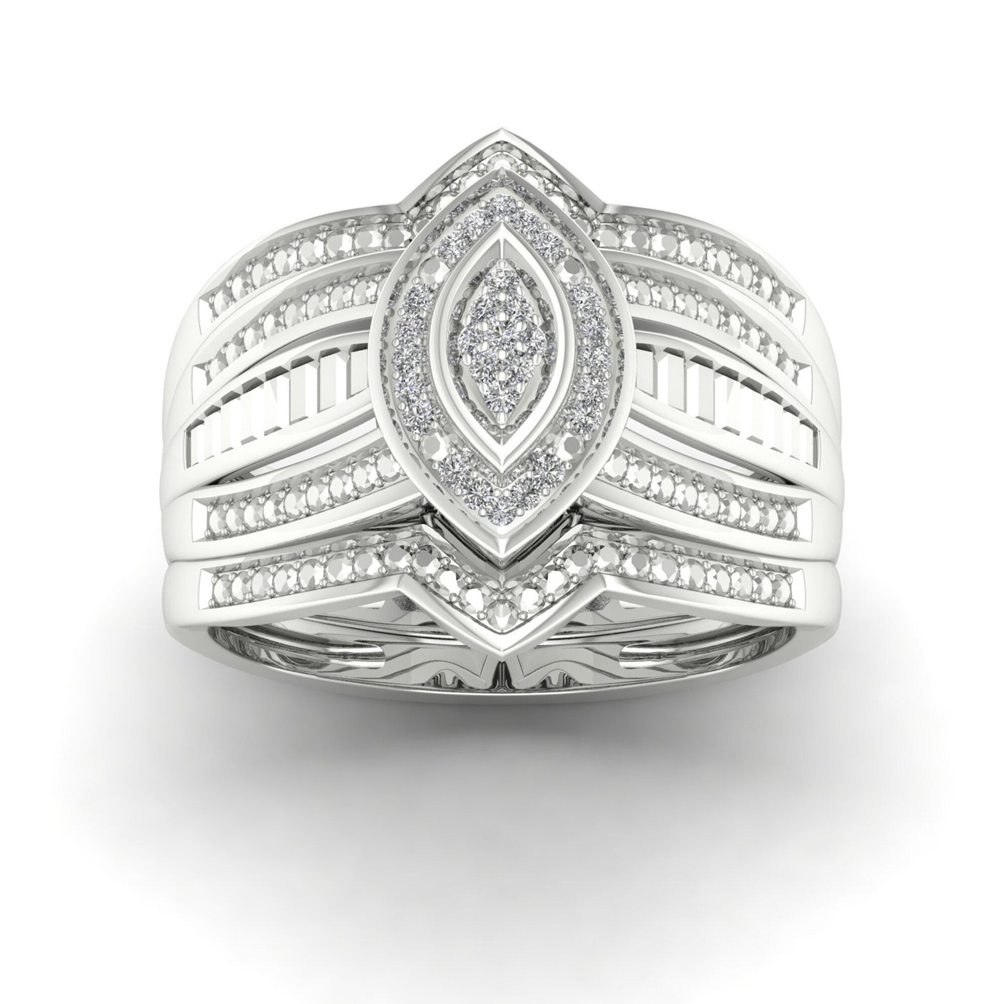 De Couer S925 Sterling Silver 1 10Ct Tdw Diamond Halo Bridal Ring
