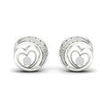 De Couer S925 Sterling Silver 1 20Ct Tdw Diamond Heart In Swirled Circle Stud Earrings
