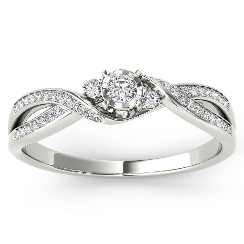 De Couer Igi Certified 10K White Gold 1 6Ct Tdw Diamond Criss Cross Engagement Ring White H I