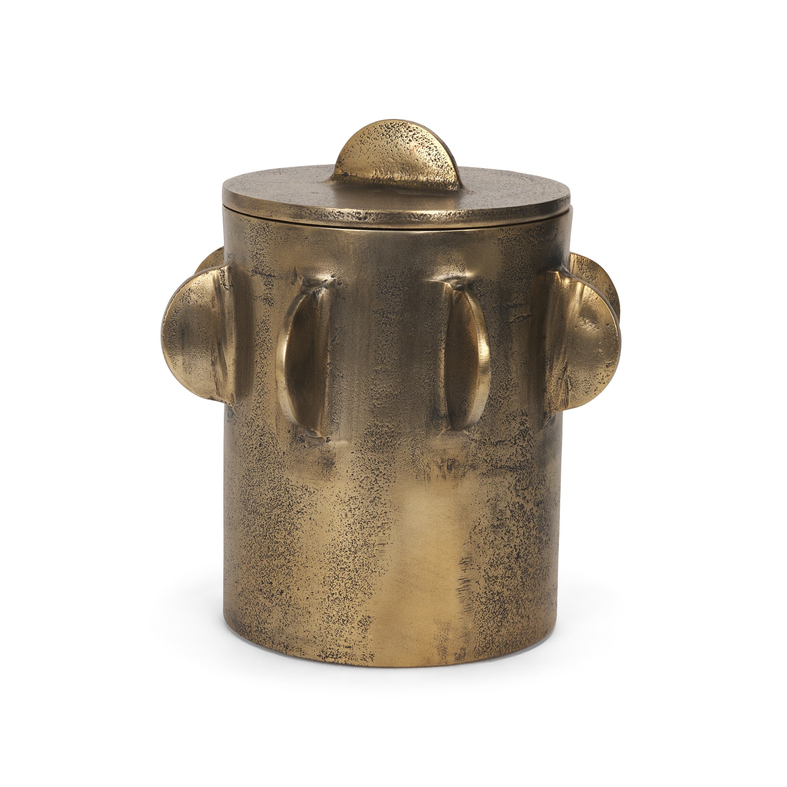 Deacon Large Matte Black Metal Canister With Sculptural Handles