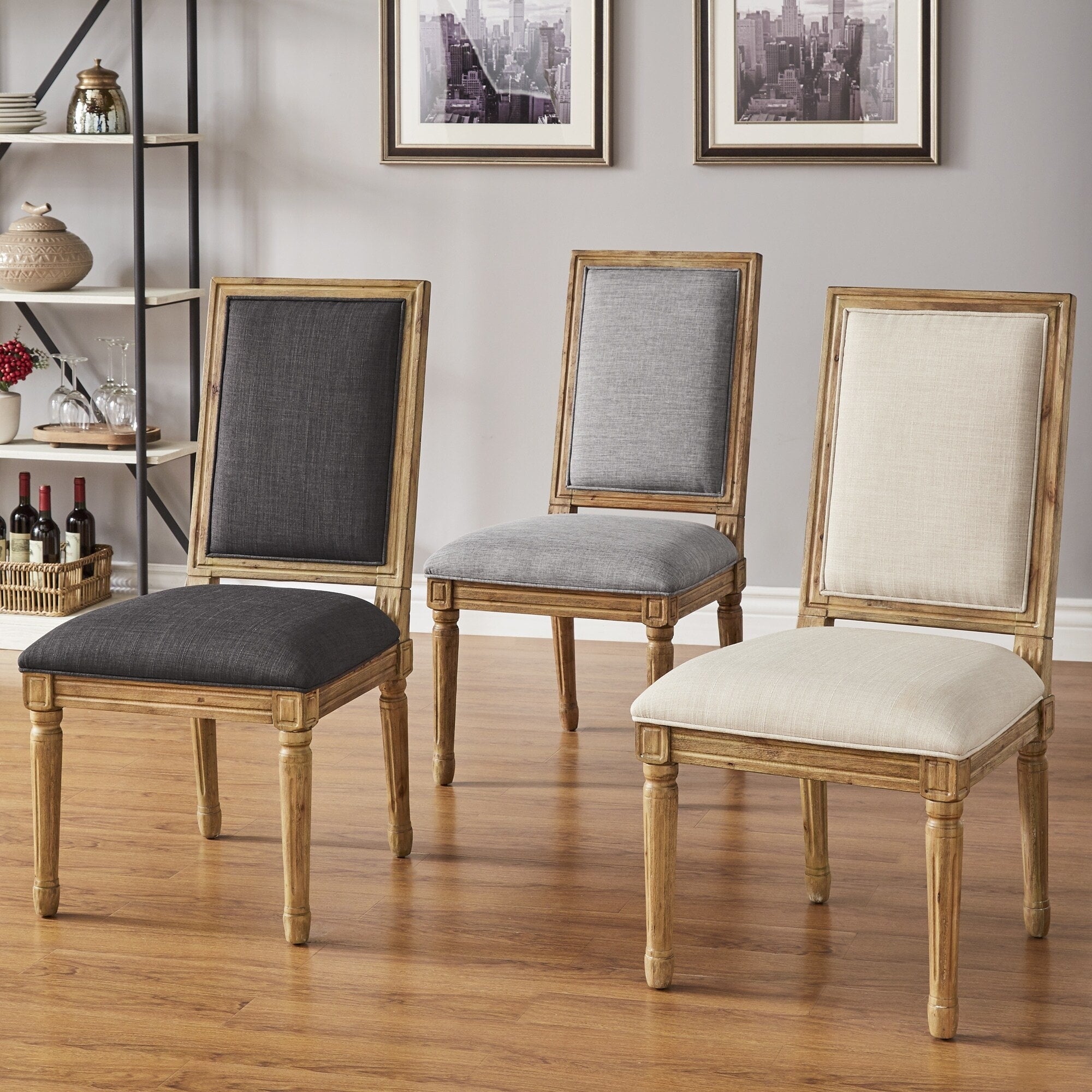 Deana Rectangular Linen And Pine Wood Dining Chairs Set Of 2 By Inspire Q Artisan