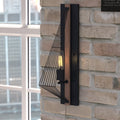 Vaxcel Dearborn 1L Wall Light Burnished Oak Black Iron