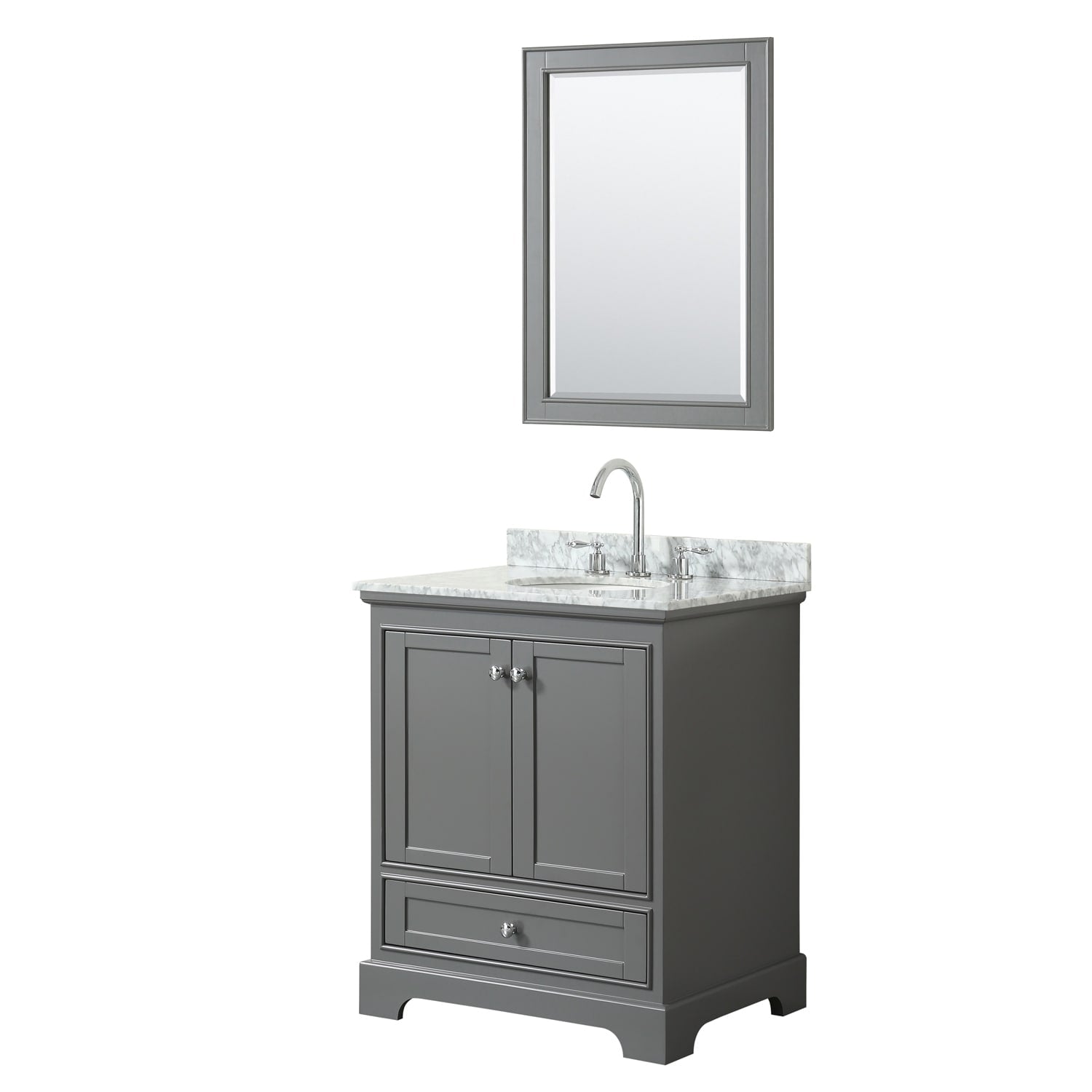 Deborah 30 Inch Dark Gray Single Vanity Oval Sink 24 Inch Mirror