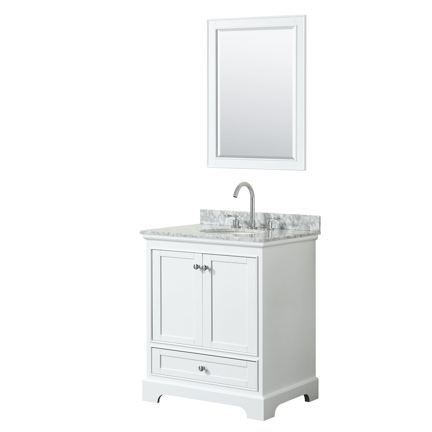 Deborah 30 Inch White Single Vanity Oval Sink 24 Inch Mirror