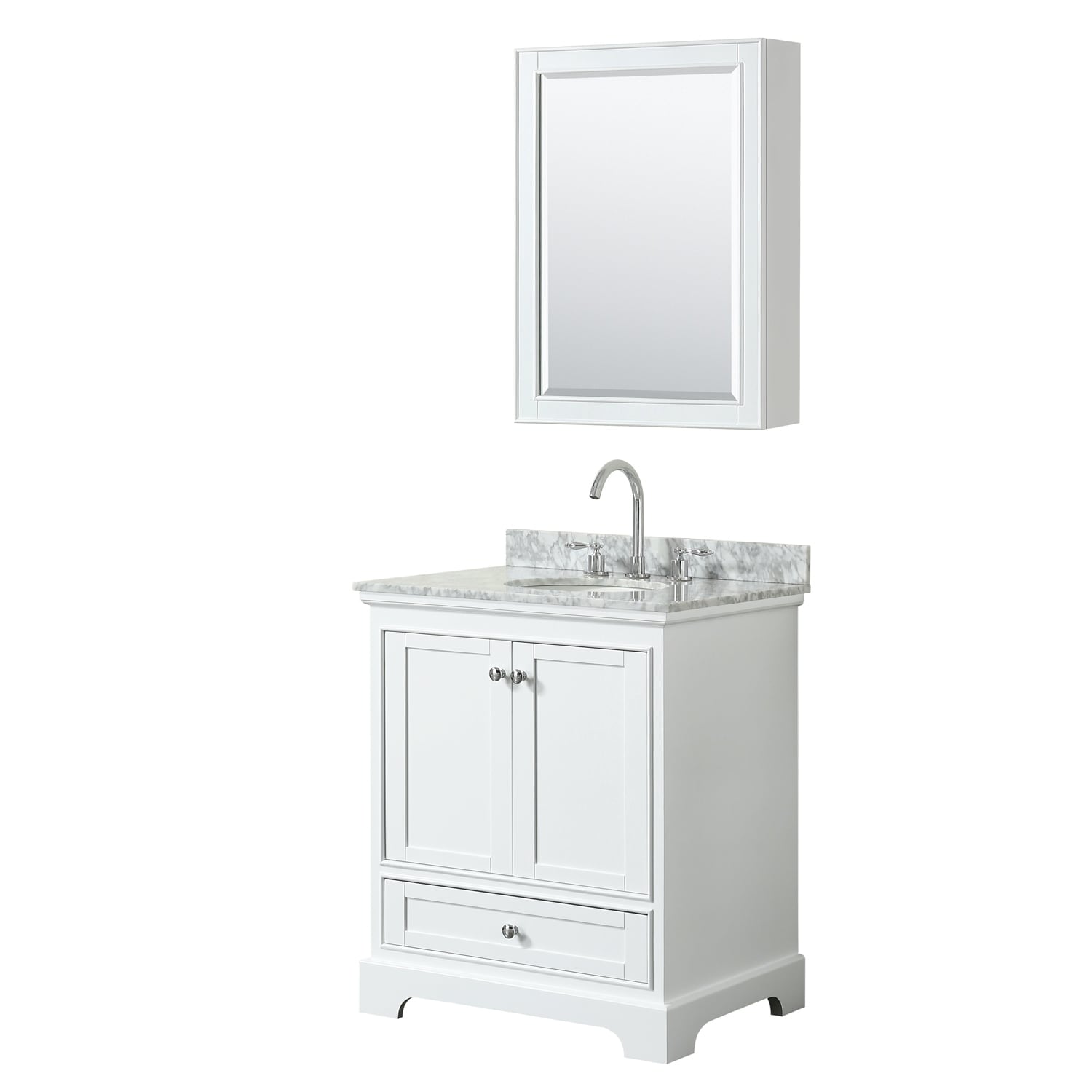 Deborah 30 Inch White Single Vanity Oval Sink Med Cab