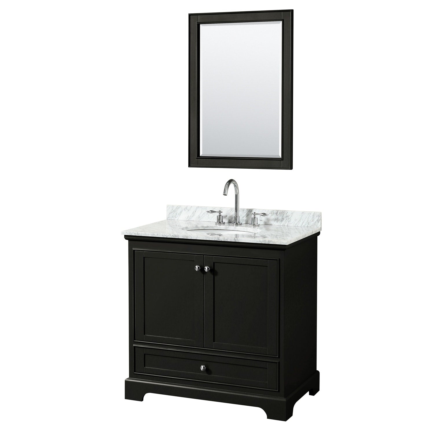 Deborah 36 Inch Dark Espresso Single Vanity Oval Sink 24 Inch Mirror