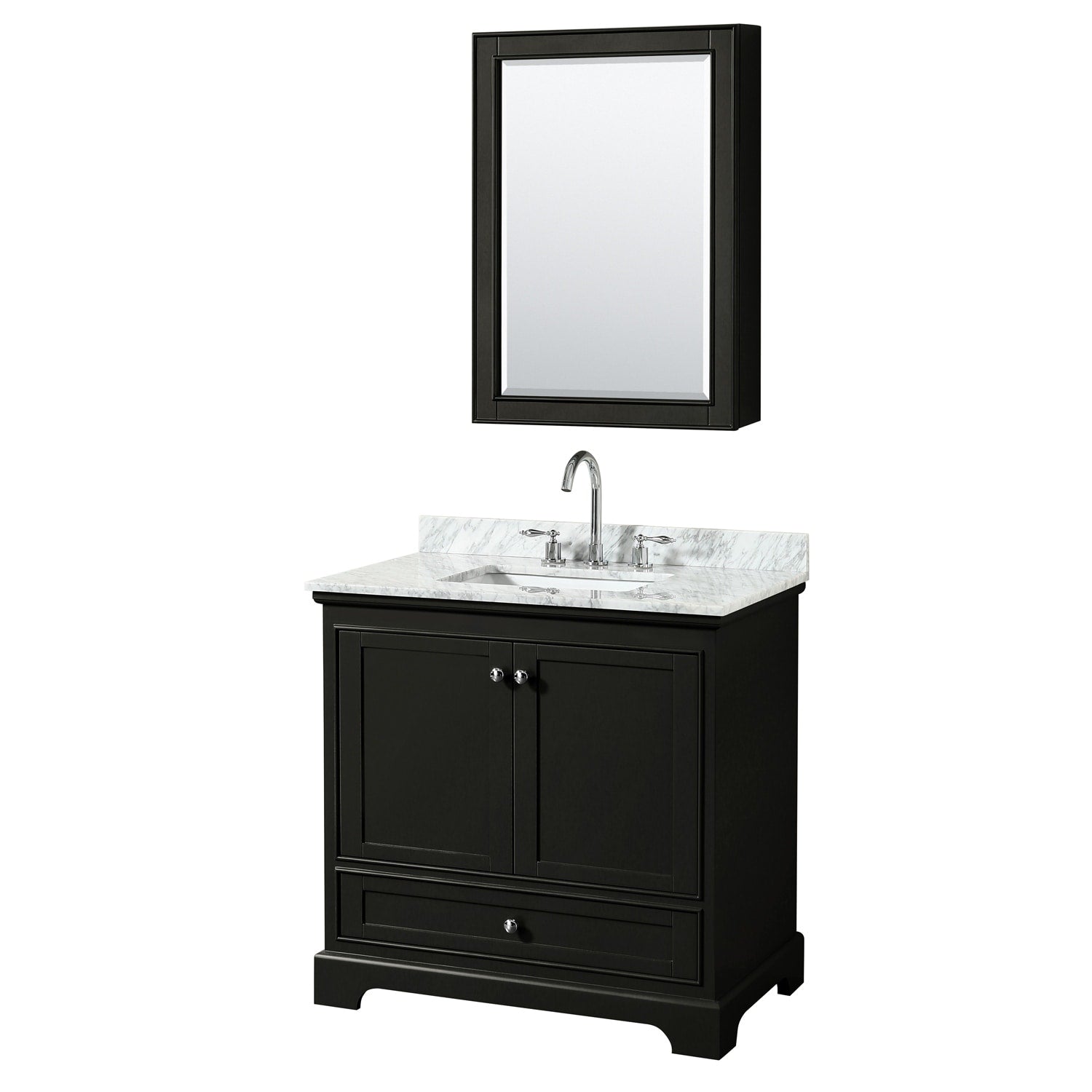 Deborah 36 Inch Dark Espresso Single Vanity Square Sink Med Cab