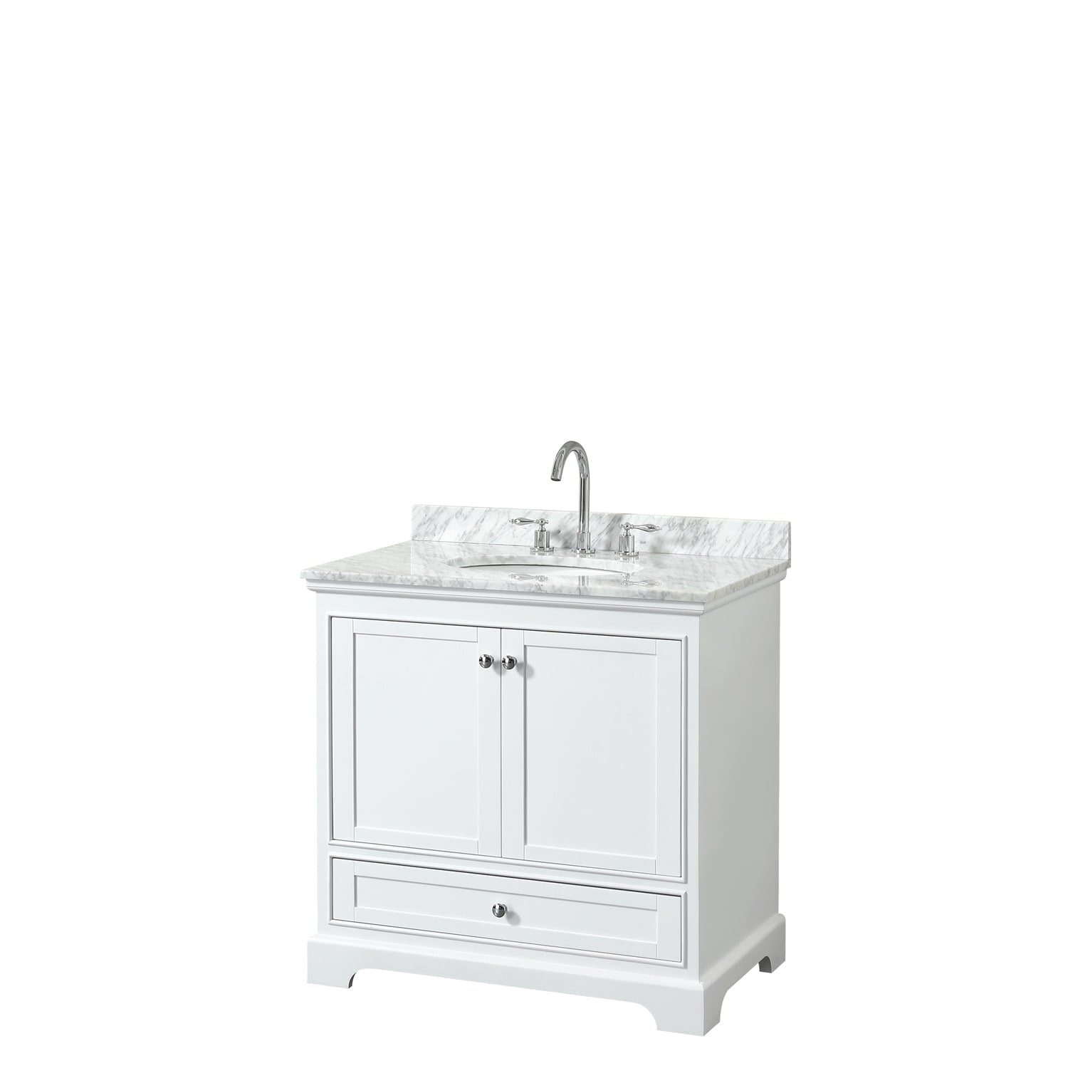Deborah 36 Inch White Single Vanity Oval Sink No Mirror