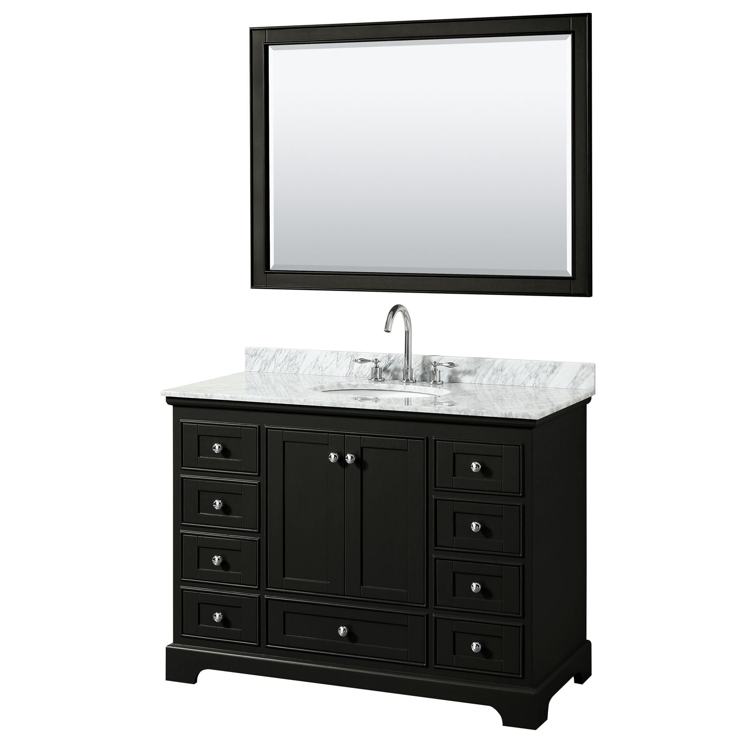 Deborah 48 Inch Dark Espresso Single Vanity Oval Sink 46 Inch Mirror
