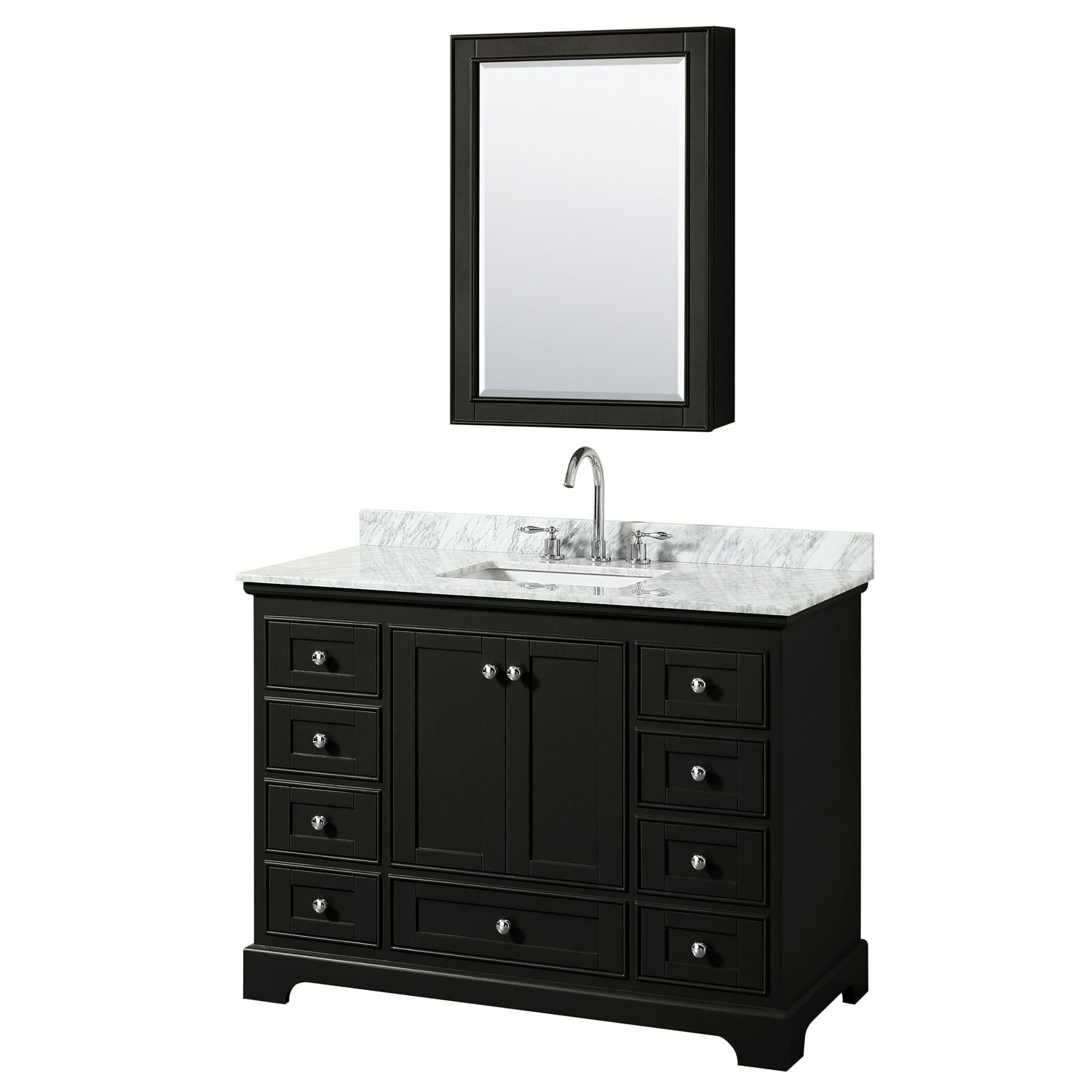 Deborah 48 Inch Dark Espresso Single Vanity Square Sink Med Cab