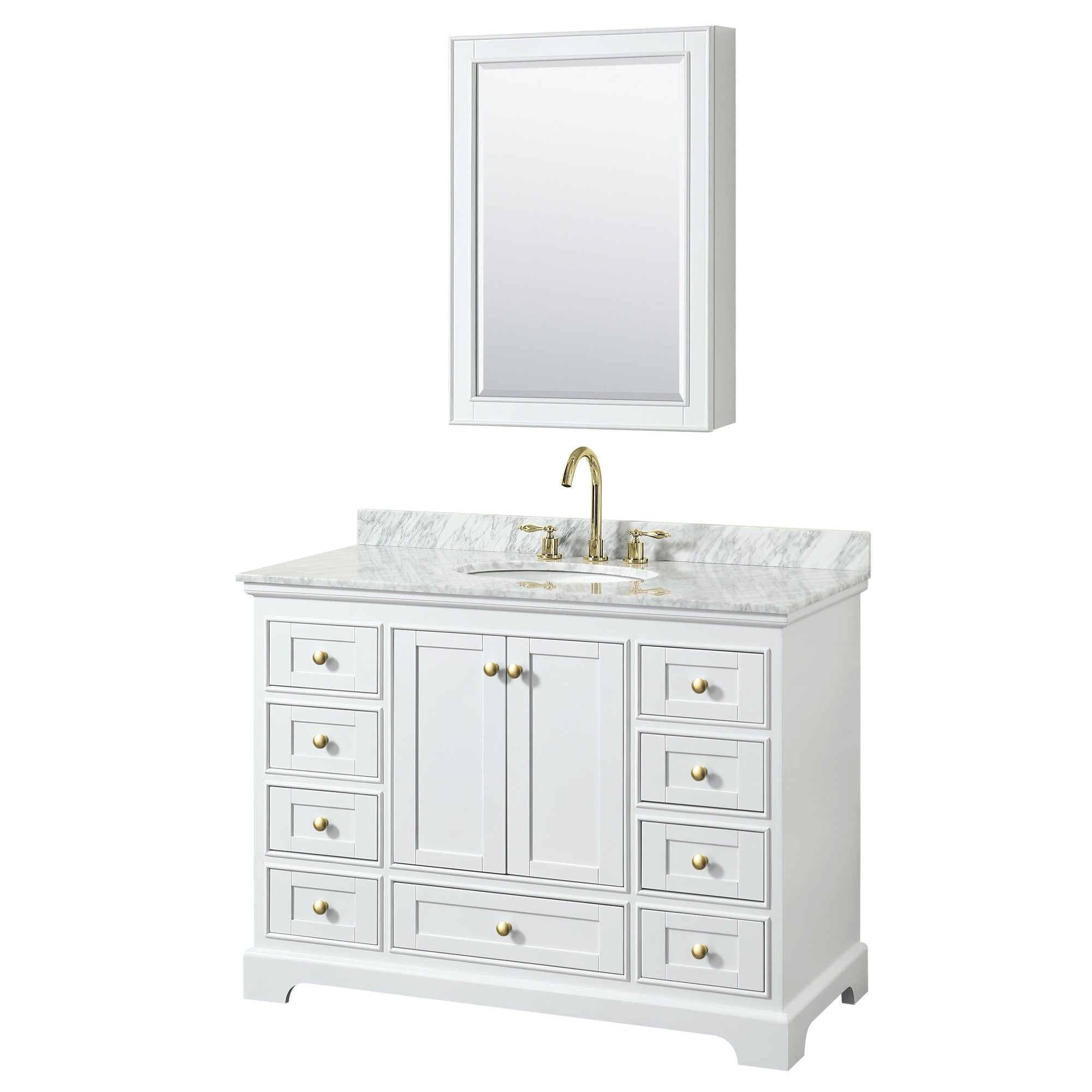 Deborah 48 Inch White Single Vanity Oval Sink Med Cab
