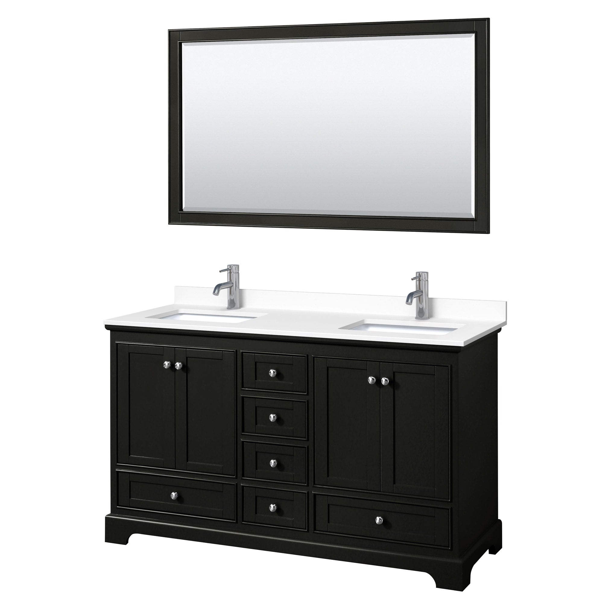 Deborah 60 Inch Double Vanity Cultured Marble Top 58 Inch Mirror