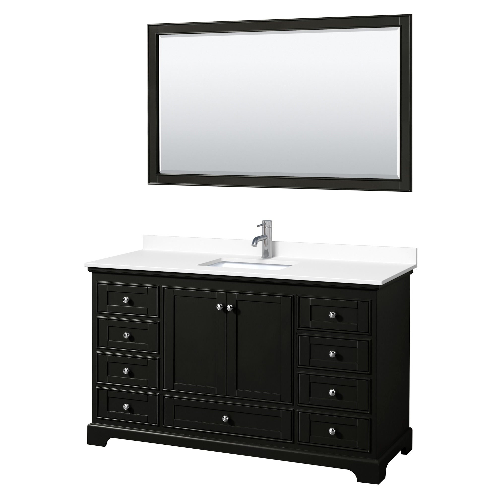 Deborah 60 Inch Single Vanity Cultured Marble Top 58 Inch Mirror