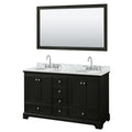 Deborah 60 Inch Dark Espresso Double Vanity Oval Sinks 58 Inch Mirror