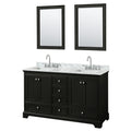 Deborah 60 Inch Dark Espresso Dbl Vanity Square Sinks 24 Inch Mirrors