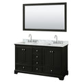 Deborah 60 Inch Dark Espresso Dbl Vanity Square Sinks 58 Inch Mirror
