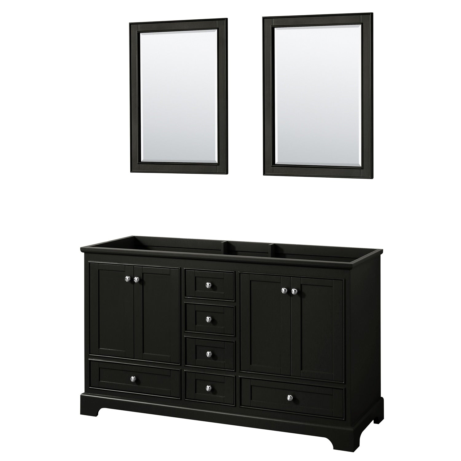 Deborah 60 Inch Dark Espresso Double Vanity Cabinet 24 Inch Mirrors