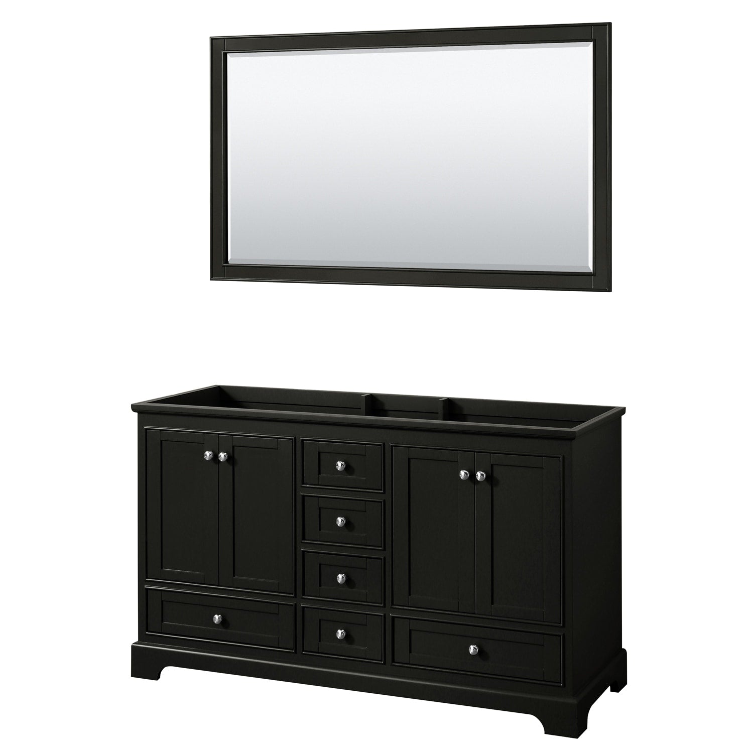 Deborah 60 Inch Dark Espresso Double Vanity Cabinet 58 Inch Mirror