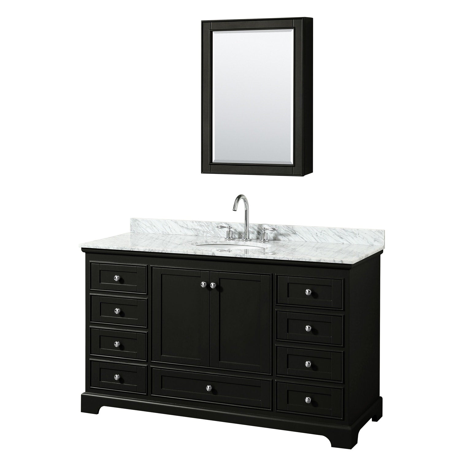 Deborah 60 Inch Dark Espresso Single Vanity Oval Sink Med Cab